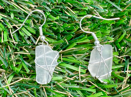 Small Sea Glass Earrings "Clear Waters"