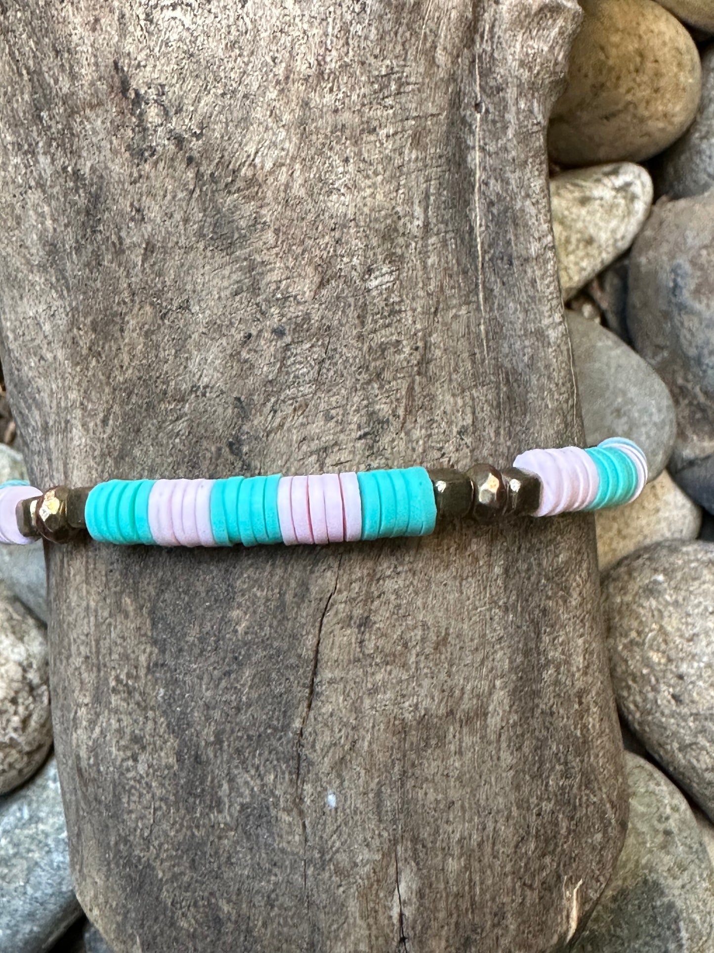 Pink, Blue & Copper Friendship Bracelet