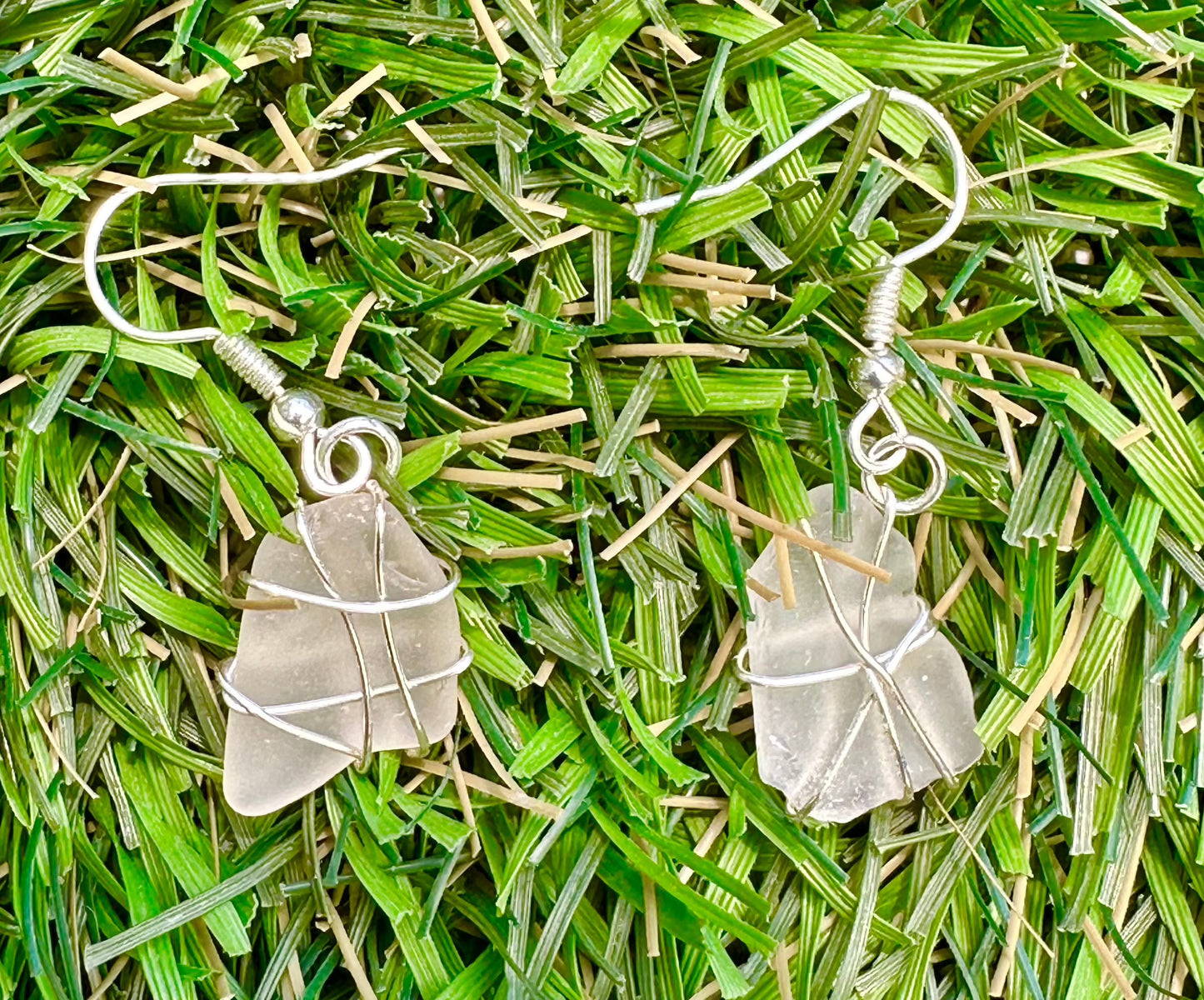 Small Sea Glass Earrings "Coral Reef"