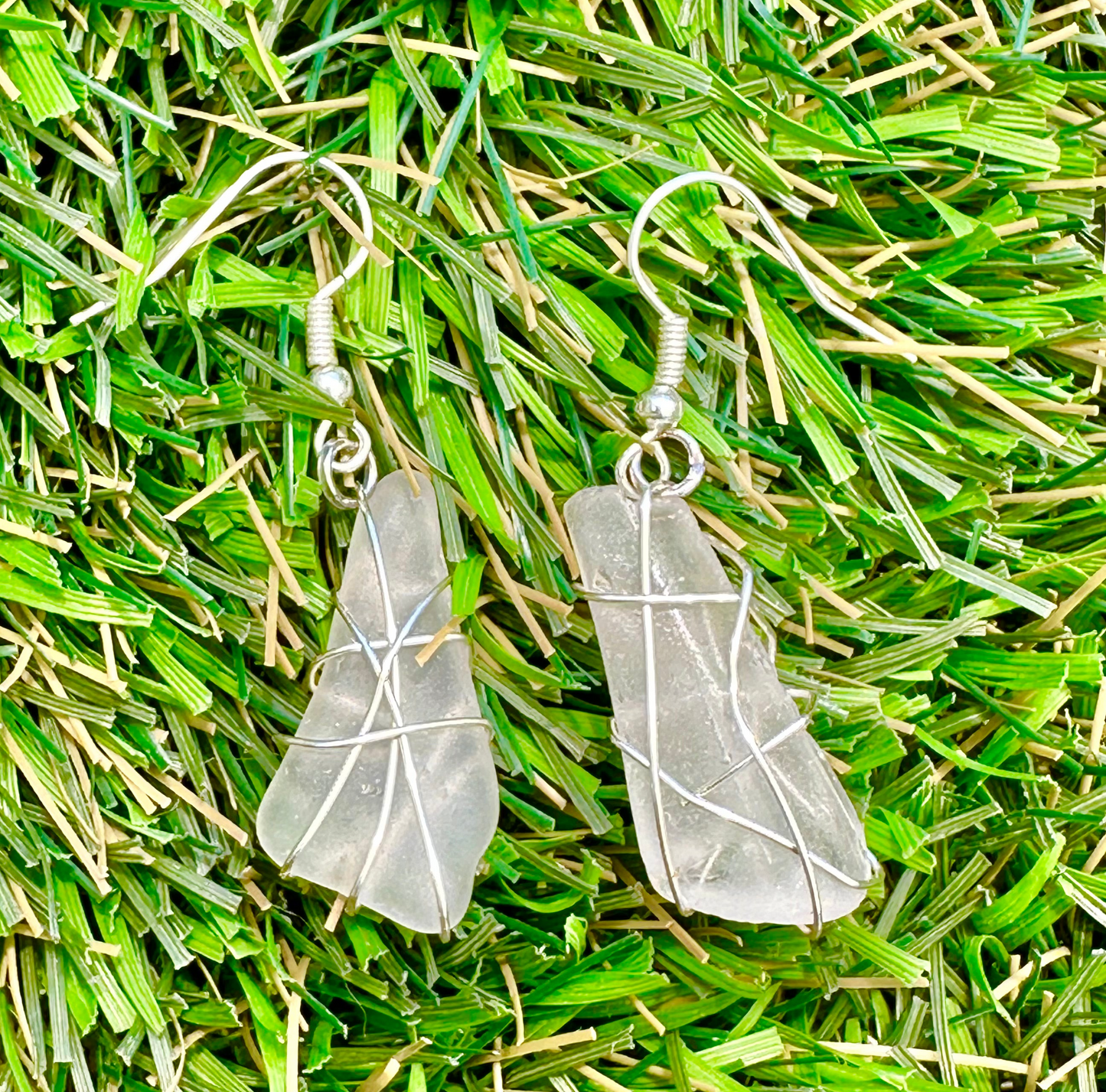 Large Sea Glass Earrings "Beach Walk"